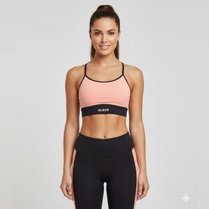 Guess Pink and Black Sports Bra with Racerback